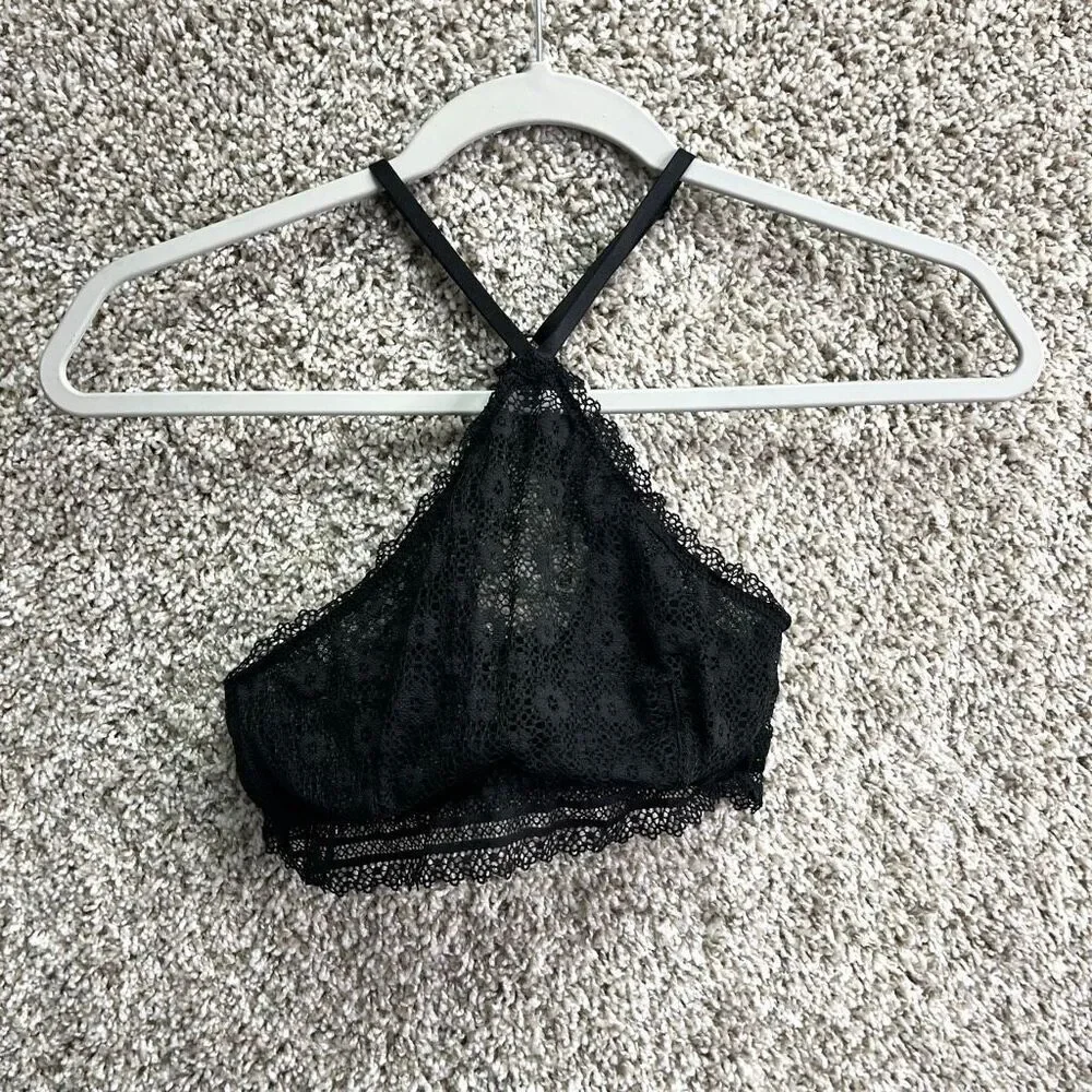 Victoria’s Secret Bralette Women’s Small Black Lace‎ High-Neck